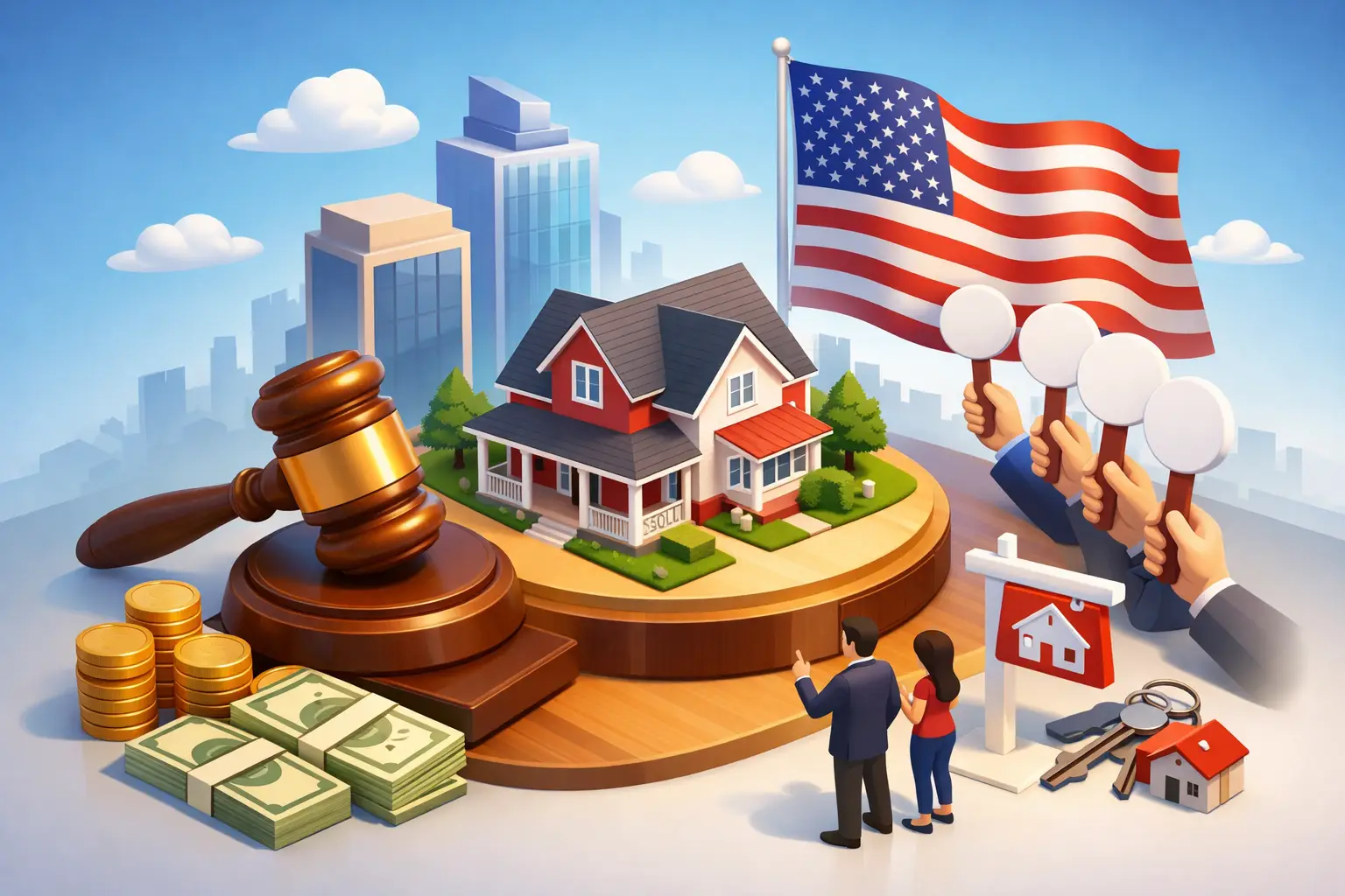 Como funciona leilão imobiliário americano